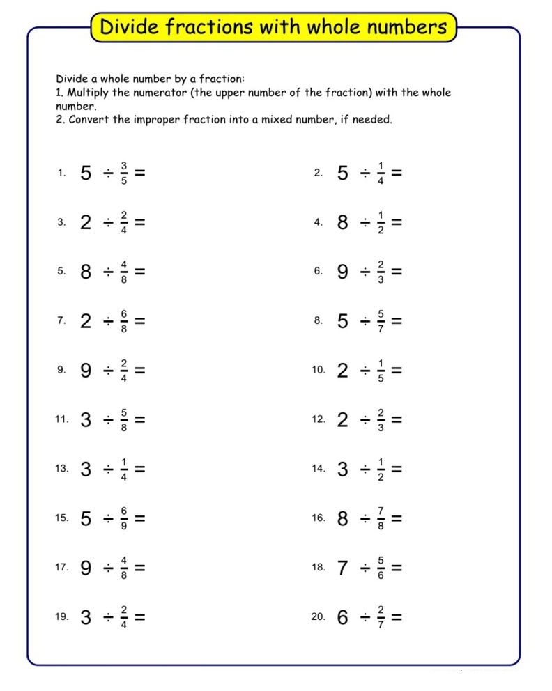 Fun Dividing Fractions Worksheet