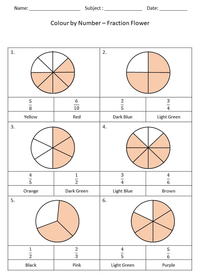 Fun Fraction Circles Worksheet