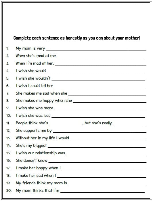 Fun Sentence Completion Worksheet