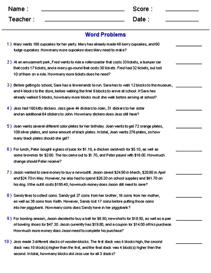 Funny Changes in Mean Word Problems Worksheet