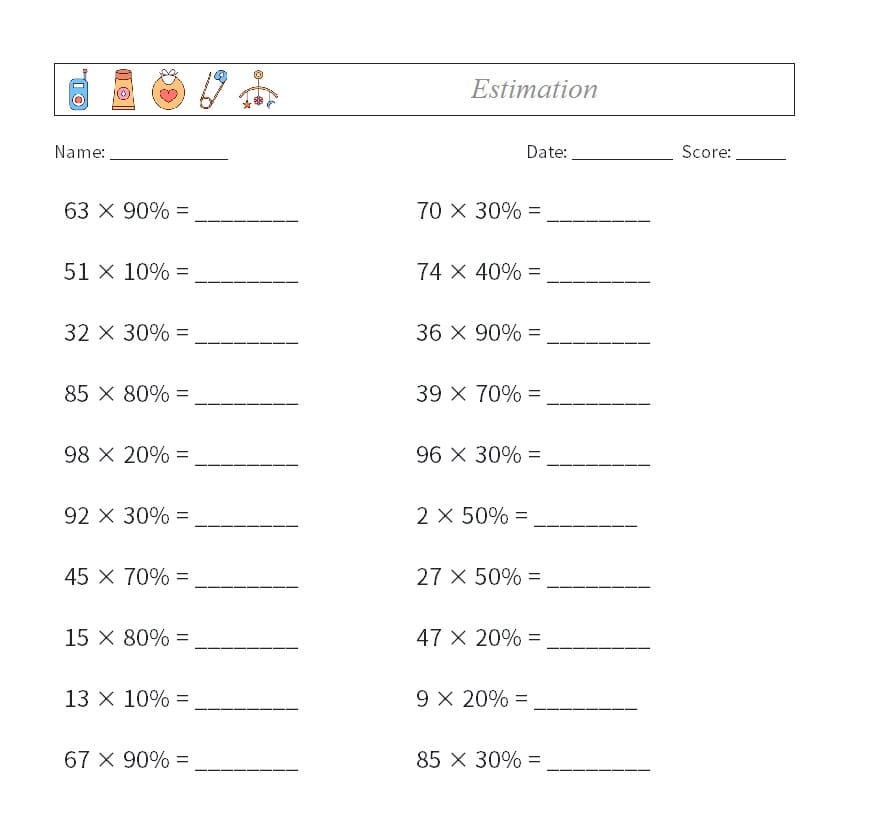 Kids Estimation Worksheet