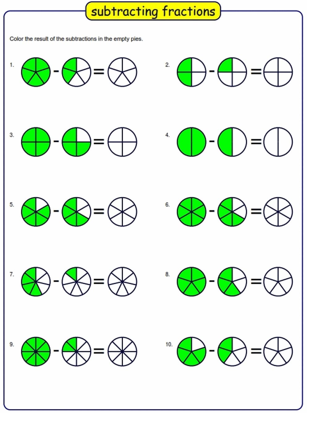 Fraction Circles Worksheets