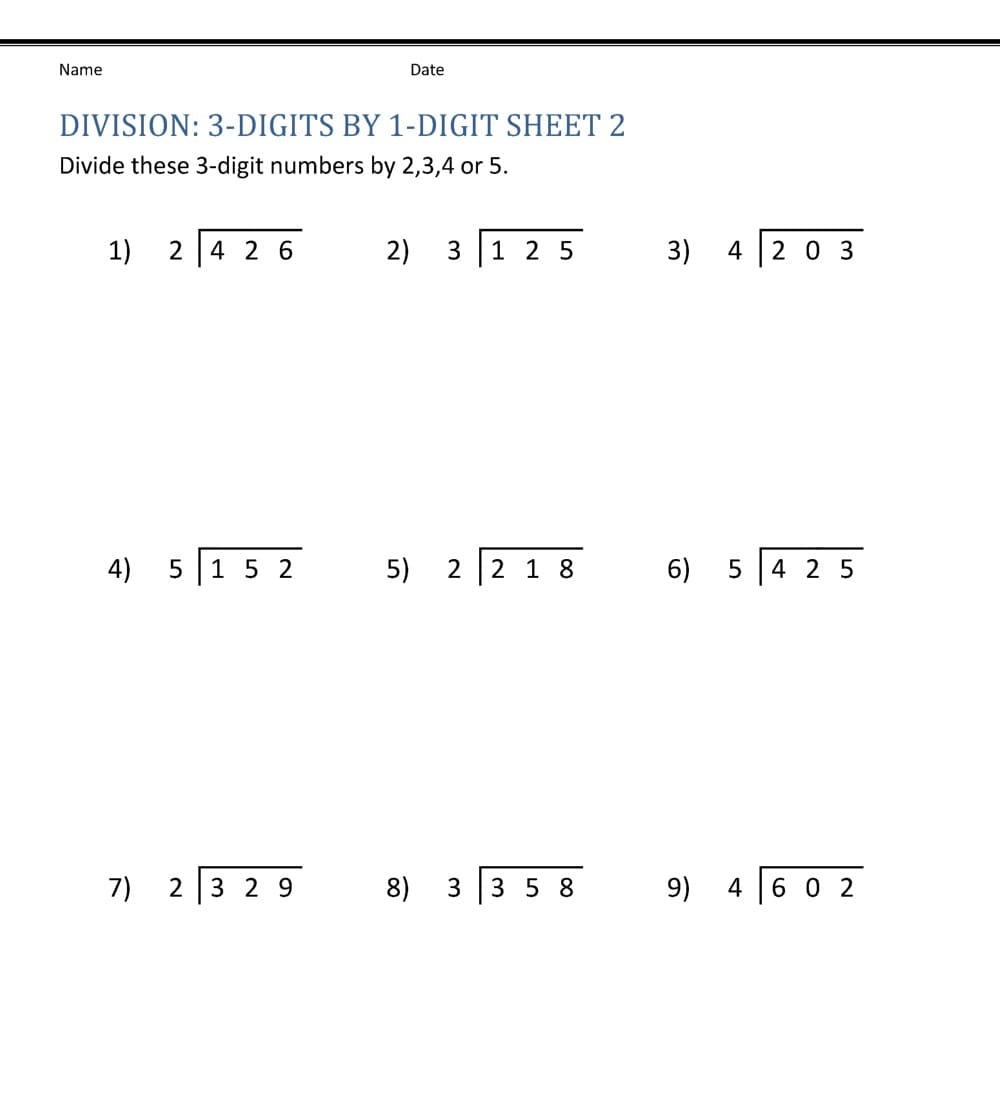 Long Division Worksheet Download