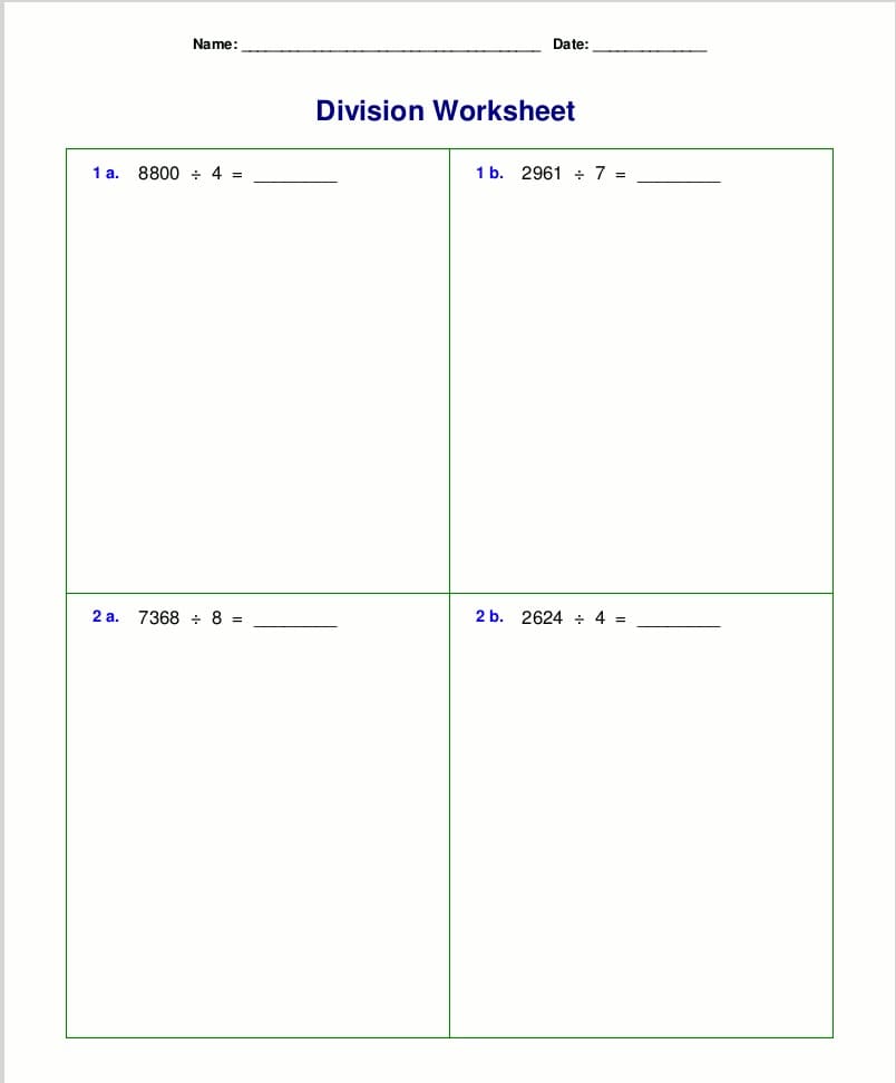 Long Division Worksheet Photos