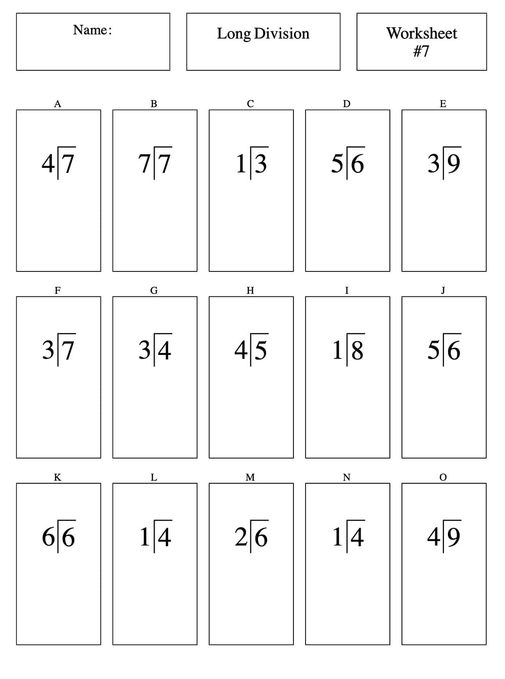 Long Division Worksheet Picture