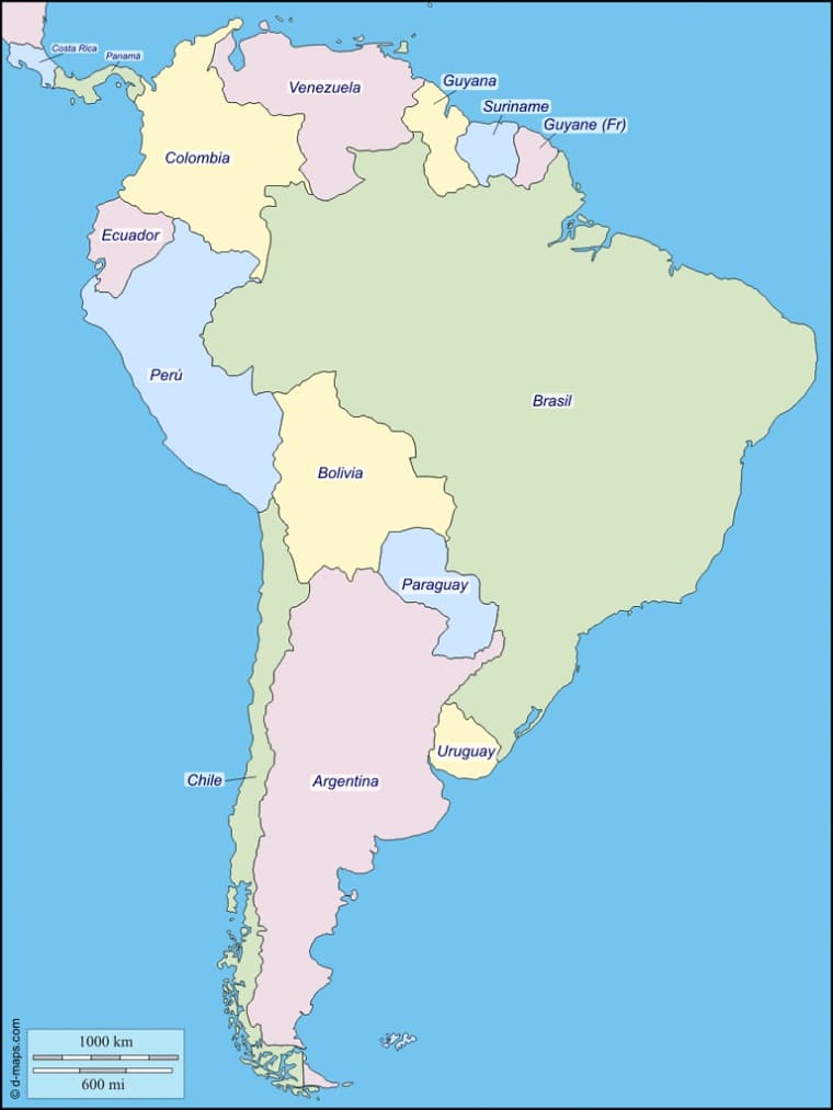 Map of South America Download Image