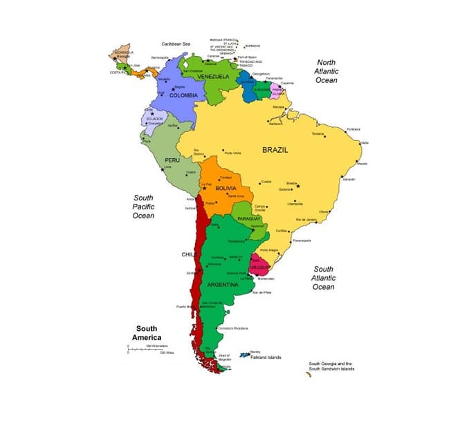 Map of South America For Free