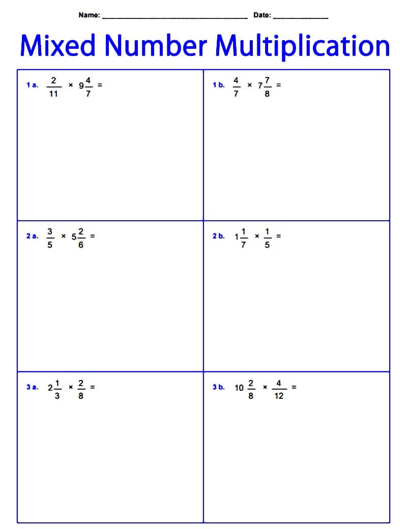 Mixed Number Multiplication Worksheet For Free