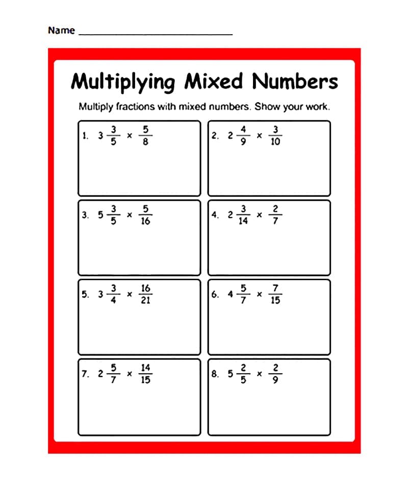 Mixed Number Multiplication Worksheet For Fun