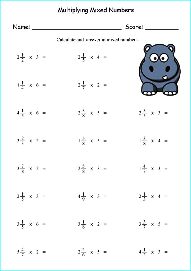 Mixed Number Multiplication Worksheet Free Image