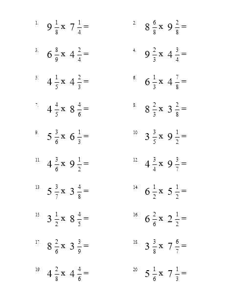 Mixed Number Multiplication Worksheet Free Images