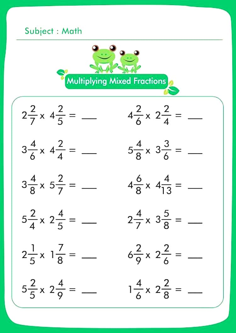 Mixed Number Multiplication Worksheet Free Picture