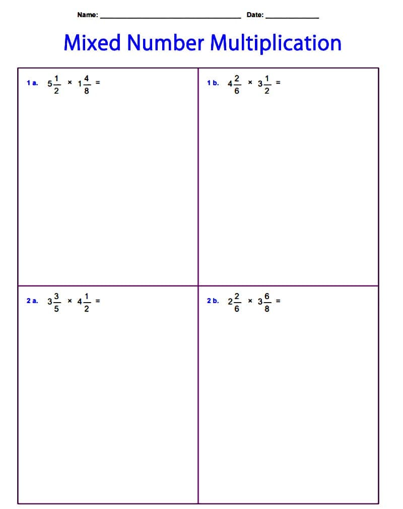 Mixed Number Multiplication Worksheet Pictures