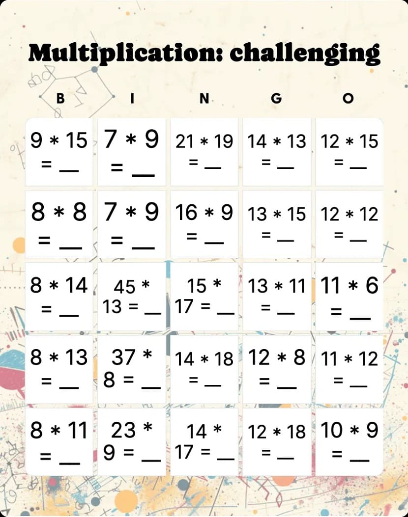 Multiplication Bingo For Free