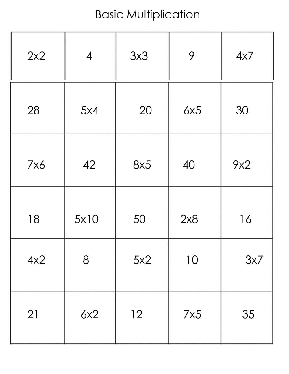 Multiplication Bingo For Fun