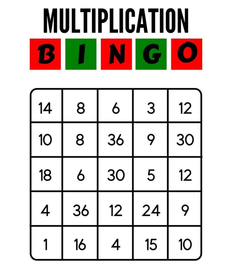 Multiplication Bingo For Kid