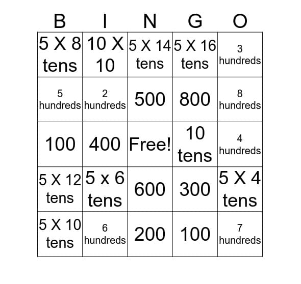 Multiplication Bingo Free Photo