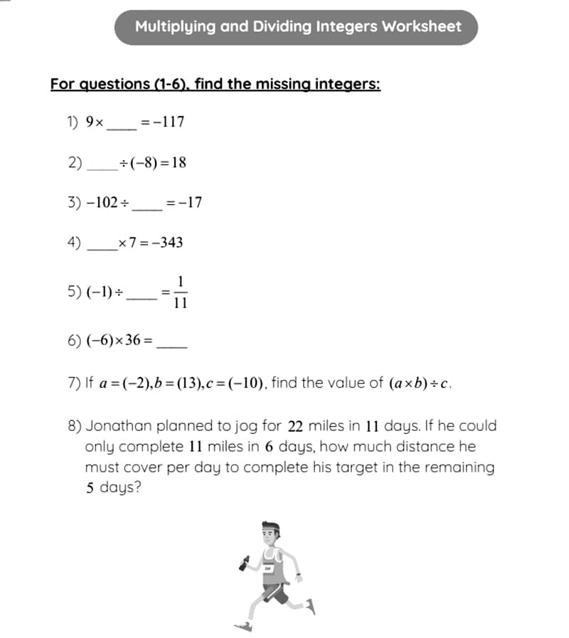 Multiplying and Dividing Integers Worksheet Free Download