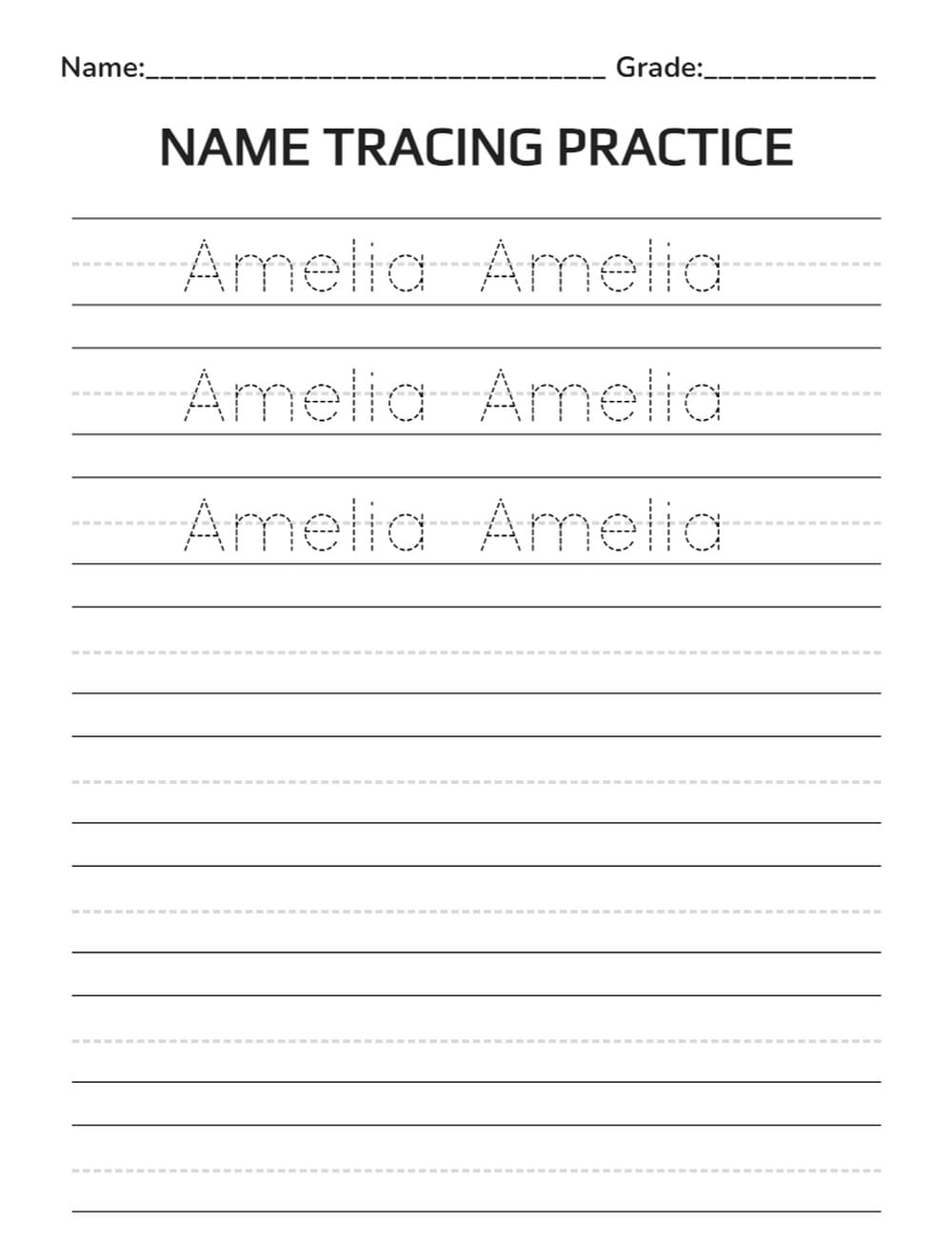 Name Tracing Worksheet Free Photo