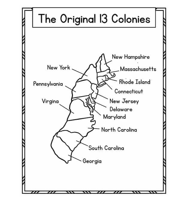 Name the 13 Colonies Worksheet For Kids