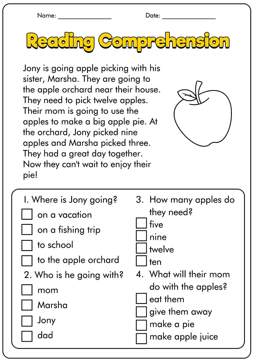 Normal Image of Reading Comprehension Worksheet