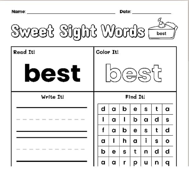 Normal Sight Word Worksheet