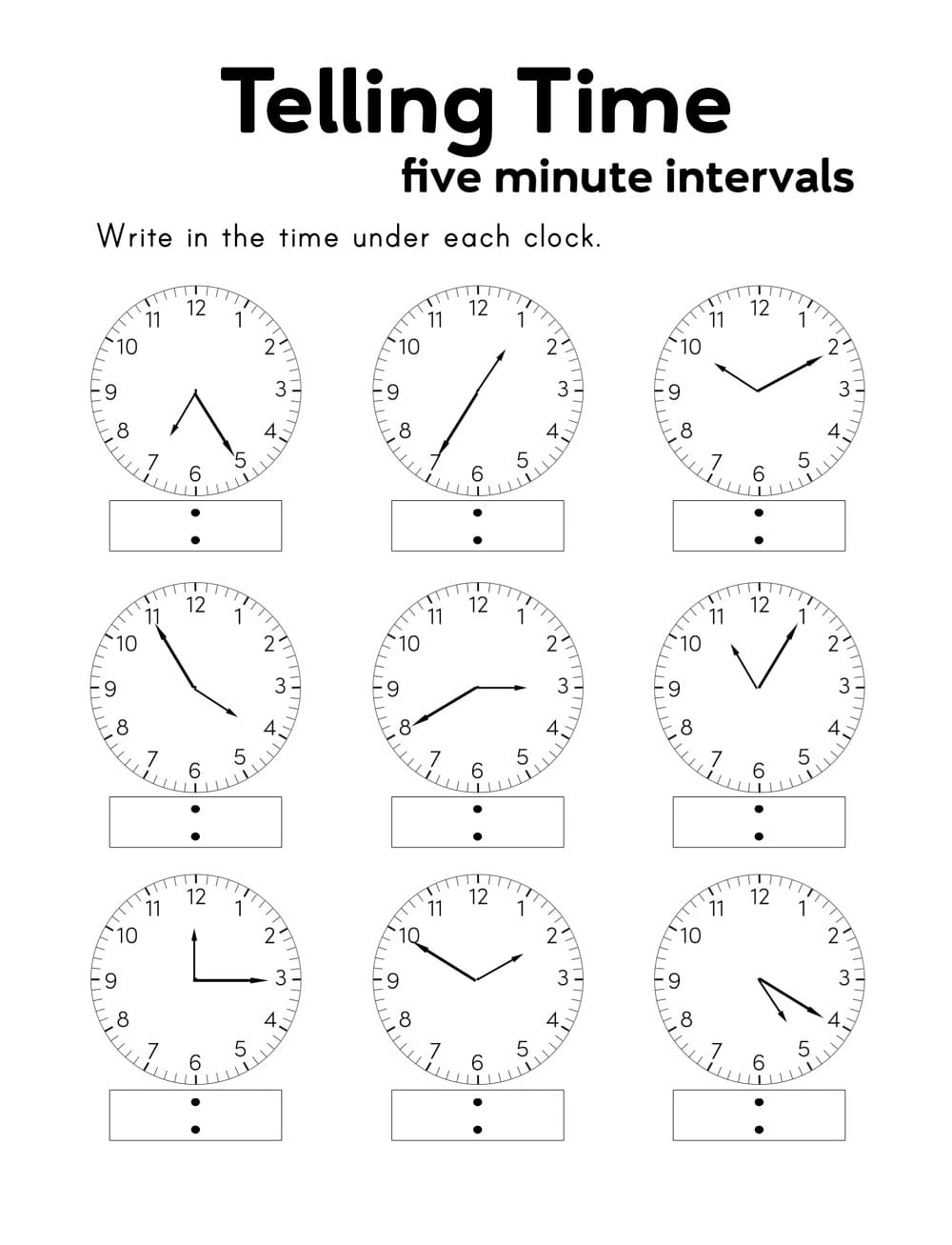 Normal Telling Time Worksheet