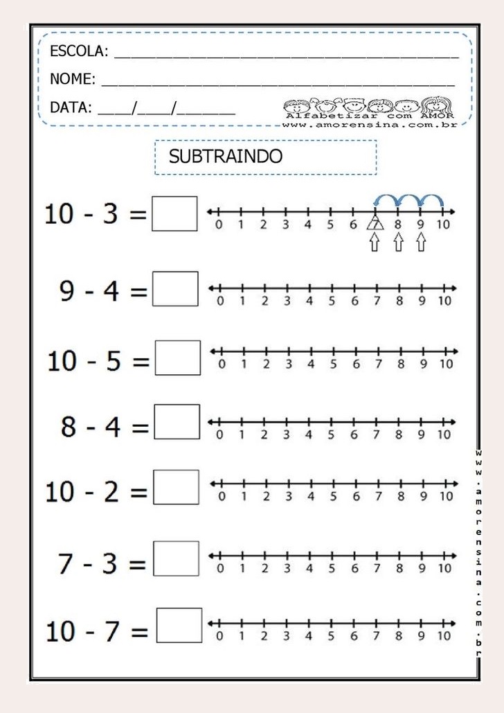 Number Line Subtraction Free Picture