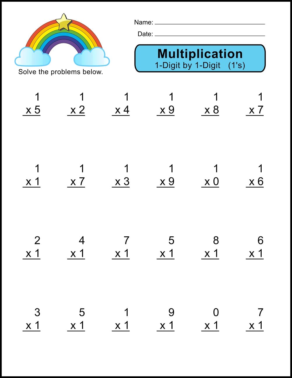 One Minute Multiplication Drill For Kids