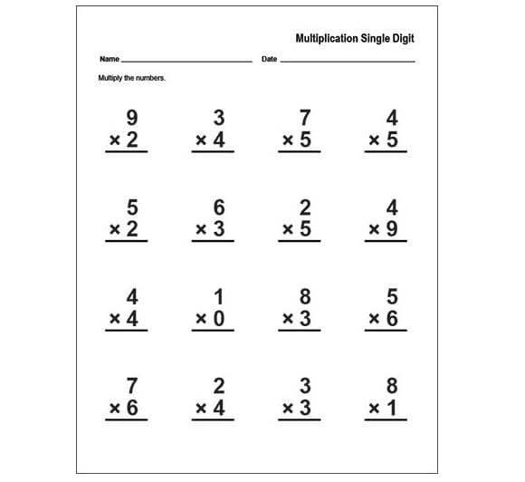 One Minute Multiplication Drill Free Image