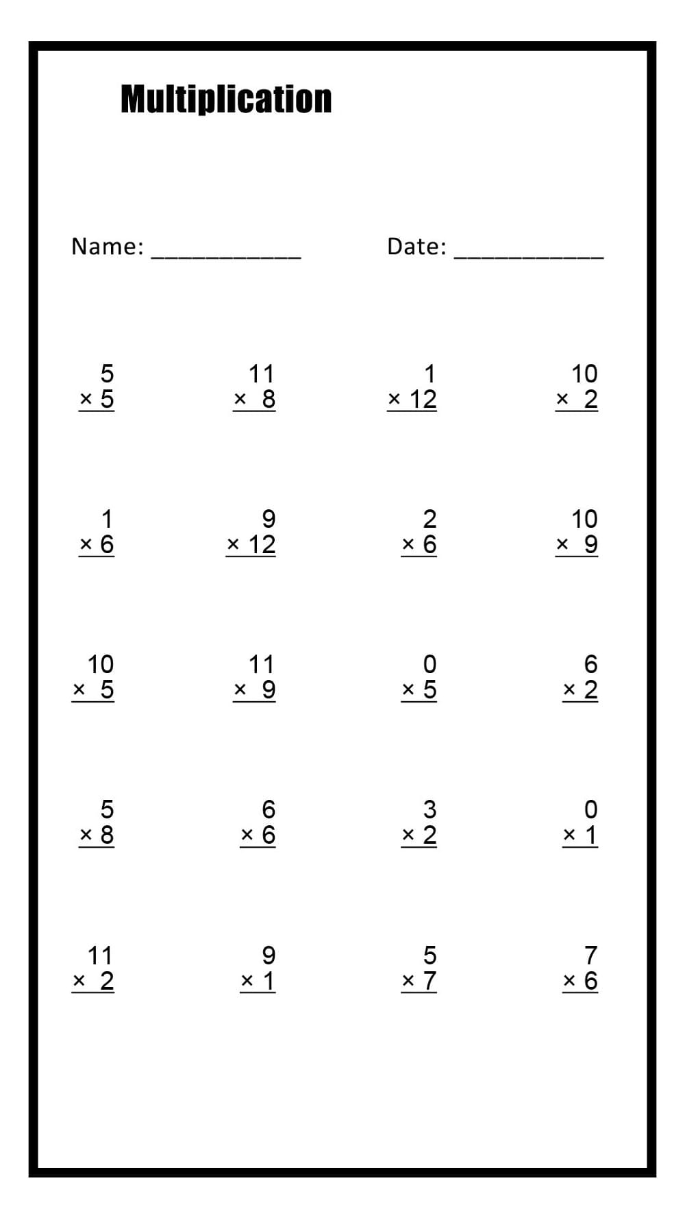 One Minute Multiplication Drill Free Photos