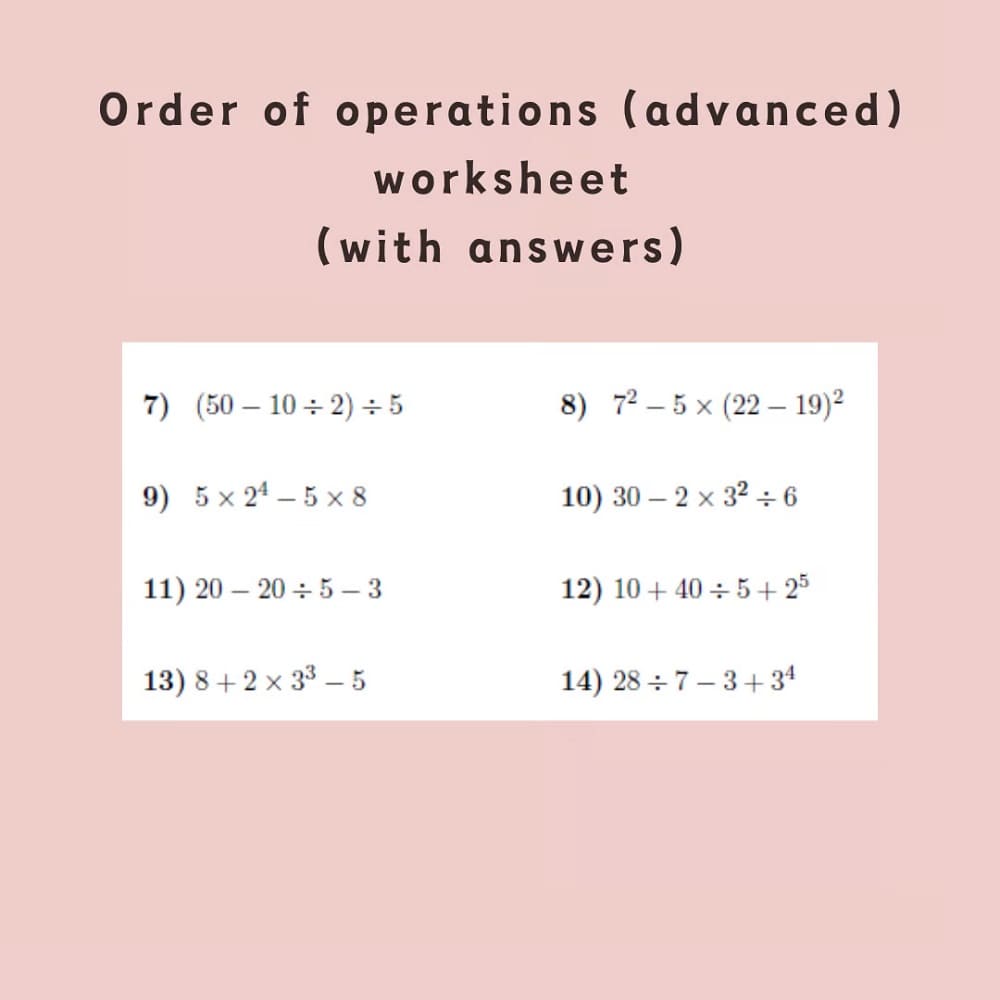 Order of Operations with Fractions Worksheet