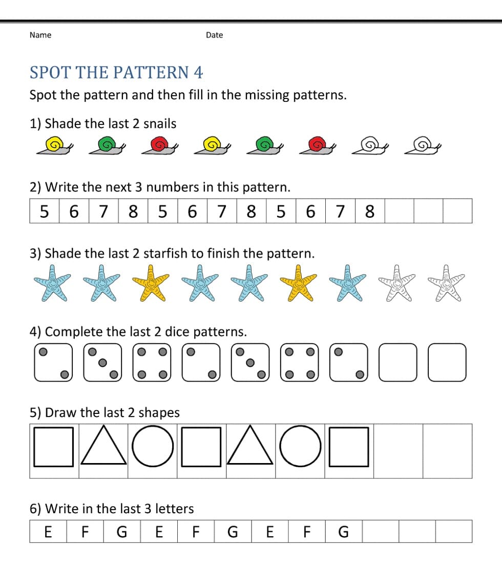 Pattern Worksheet Free Photos