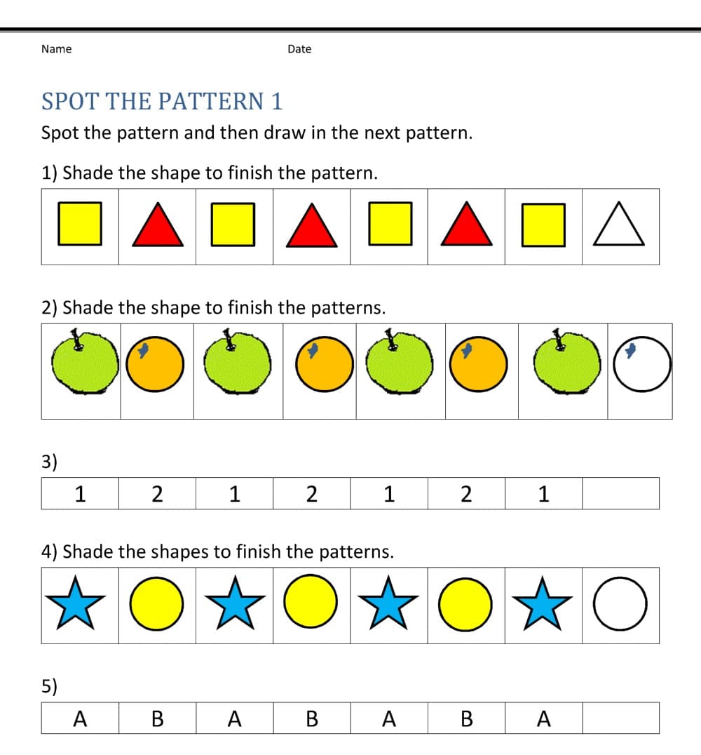 Pattern Worksheet Photo Download