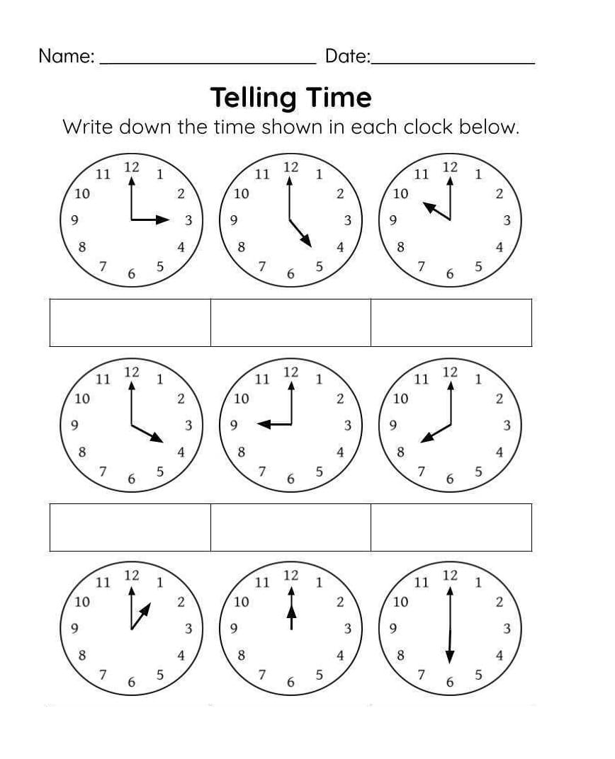 Perfect Telling Time Worksheet