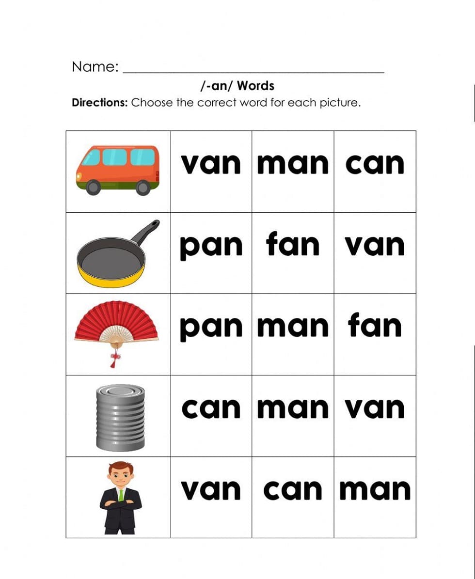 Phonics Worksheet For Kids