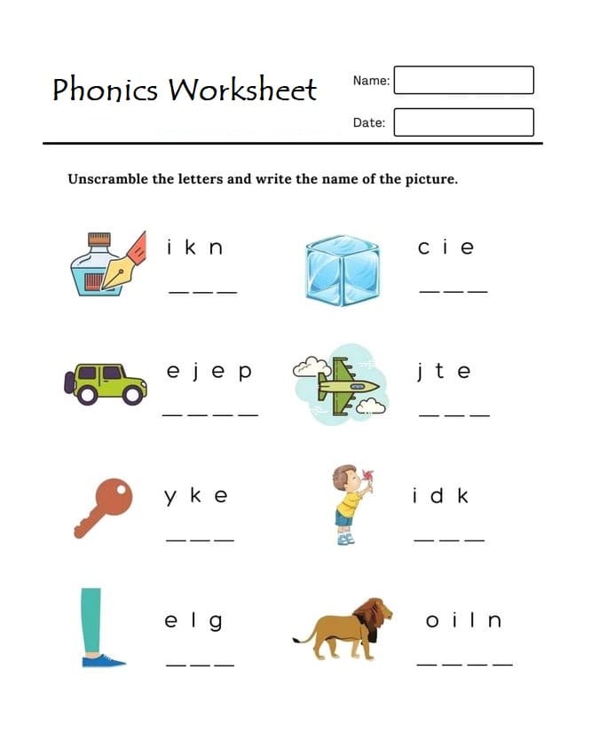 Phonics Worksheet Photo Download