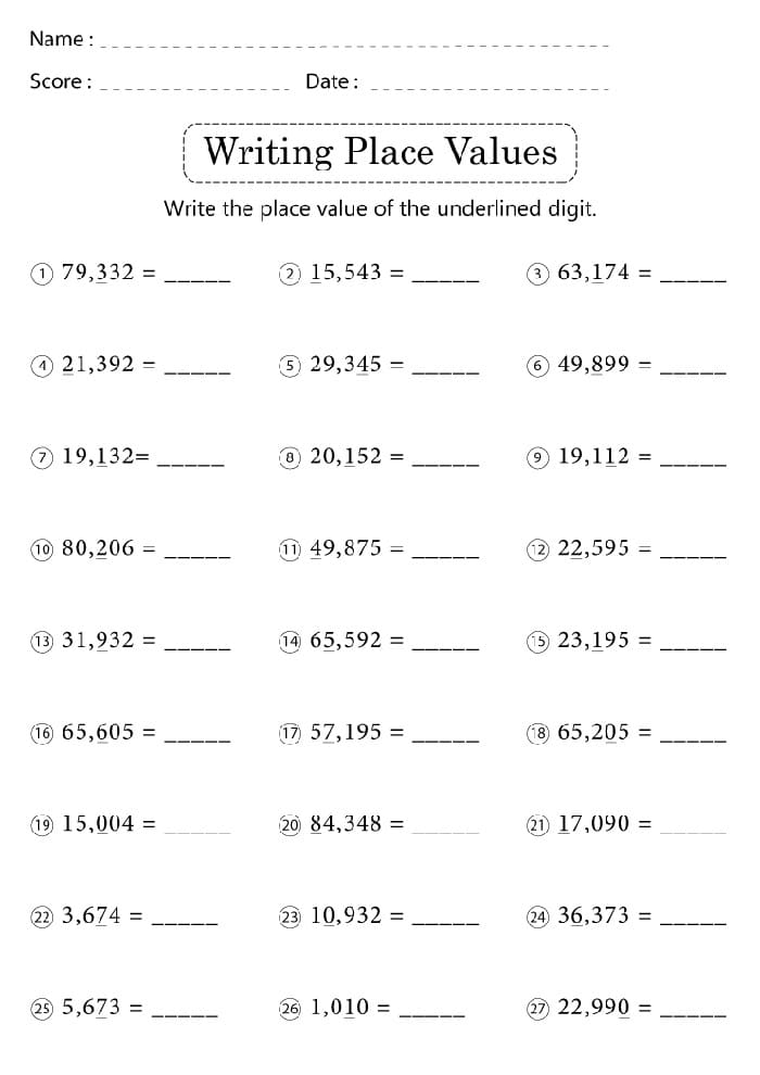 Place Value Worksheet Free Download