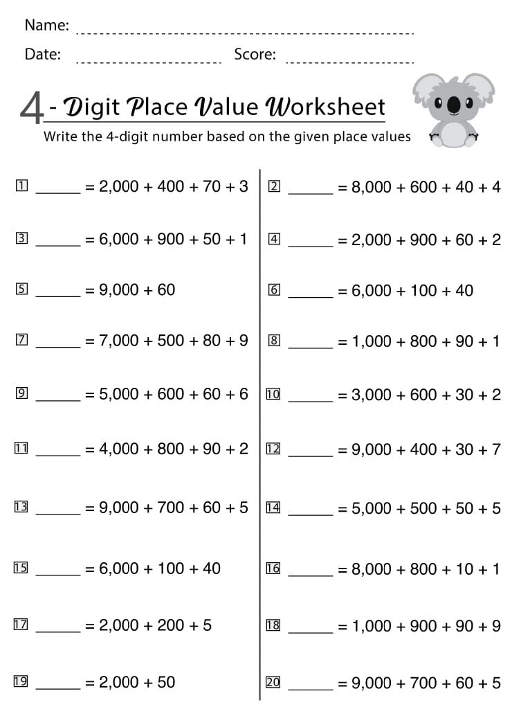 Place Value Worksheet Free Image