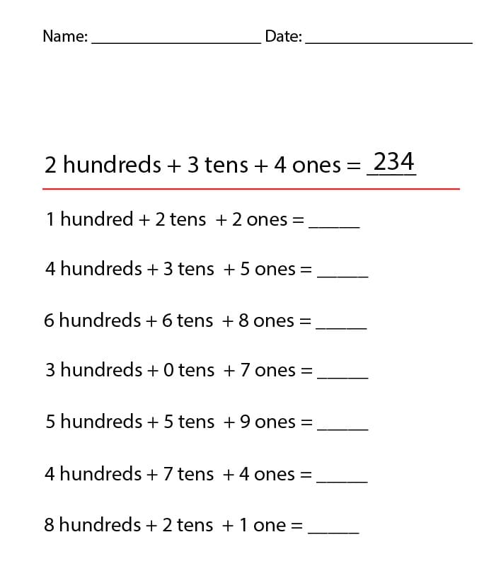 Place Value Worksheet Free Picture