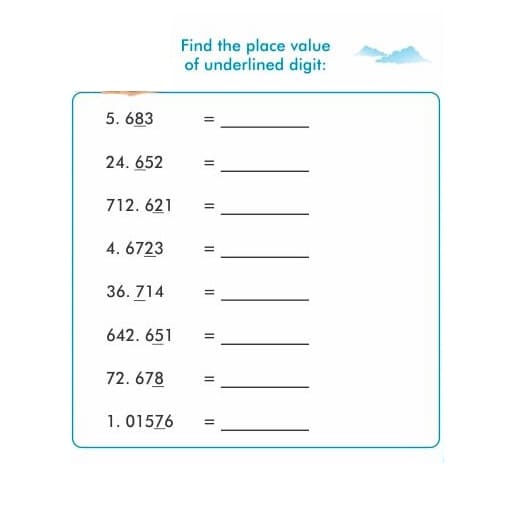 Place Value Worksheet Photo