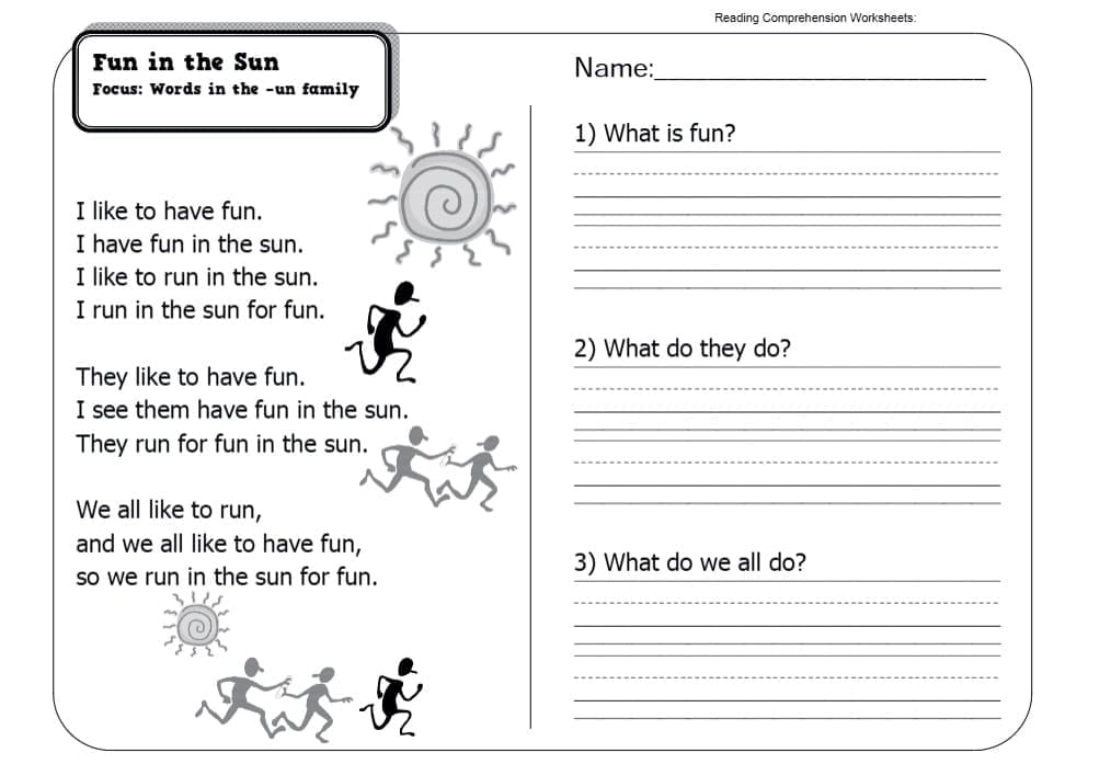 Reading Comprehension Worksheet Basic