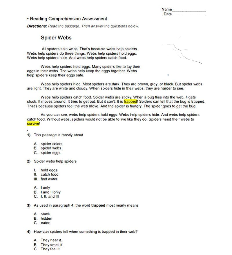 Reading Comprehension Worksheet Download