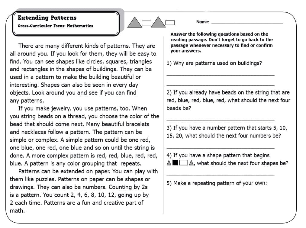 Reading Comprehension Worksheet For Girl