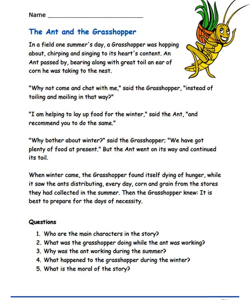 Reading Comprehension Worksheet Free Picture