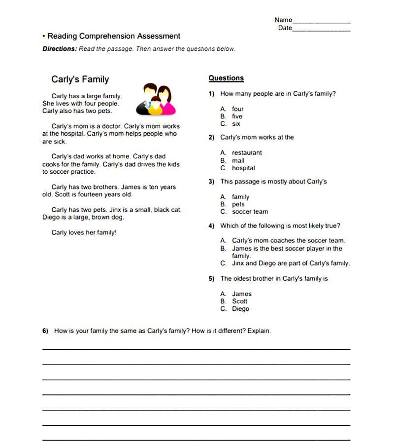 Reading Comprehension Worksheet Free