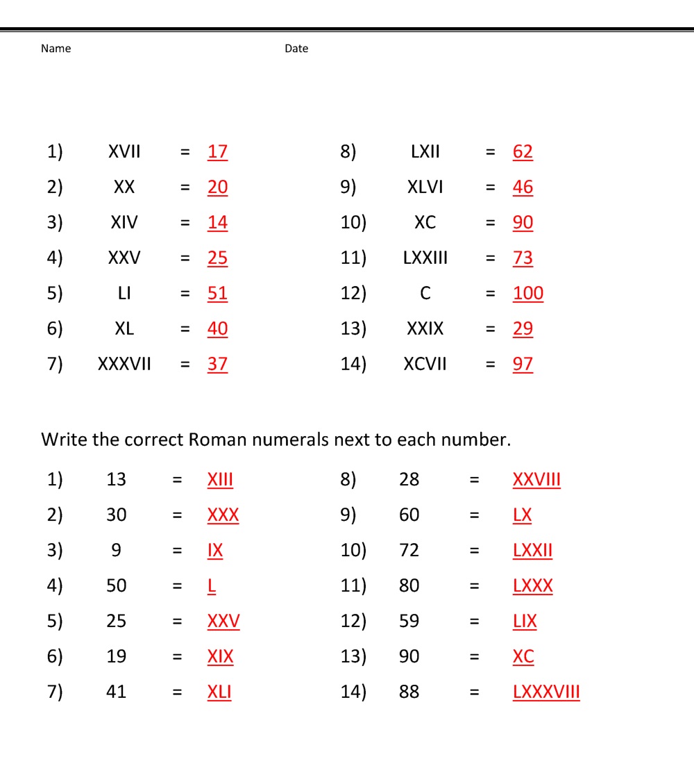 Roman Numerals Worksheet For Fun