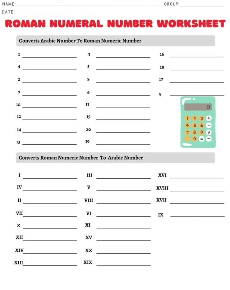 Roman Numerals Worksheet Images