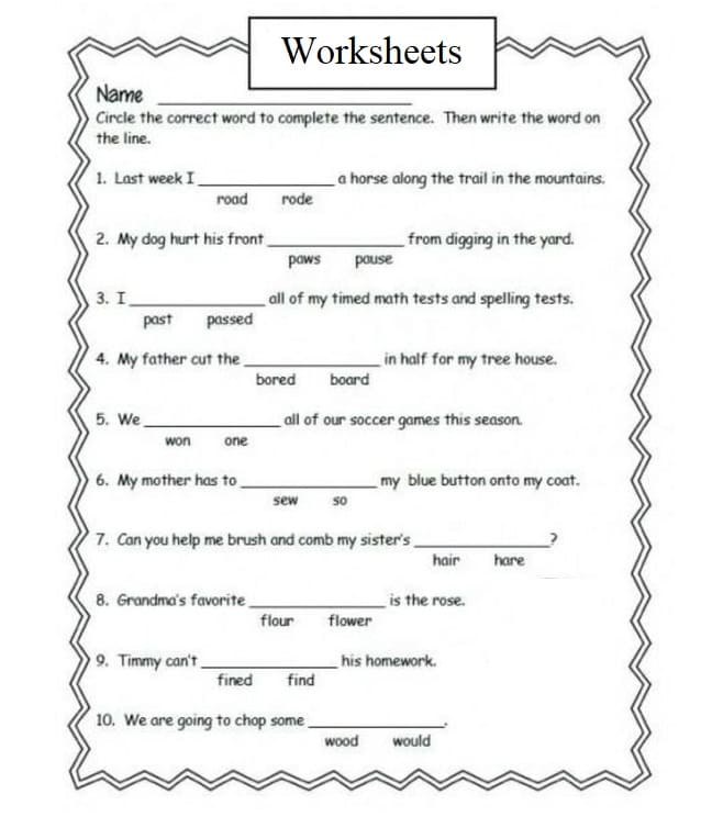 Same Sound Worksheet For Kid