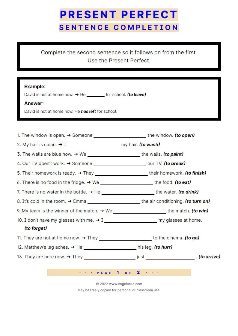 Sentence Completion Worksheet Download